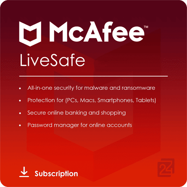McAfee LiveSafe Unbegrenzte Geräte 1 Jahr